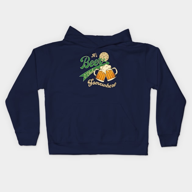 It's beer o'clock Kids Hoodie by Didier97